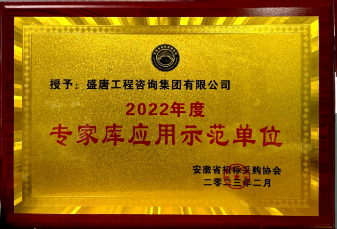 2023年2月，盛唐集团荣获‘2022年度专家库应用示范单位’